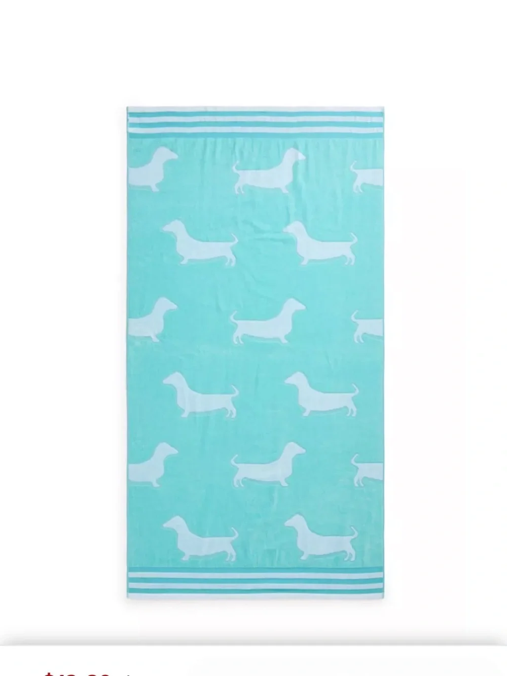 Dachshund Beach Towel in Aqua and White