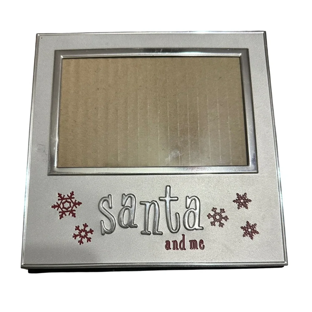 Santa and Me Christmas Photo Frame Holiday Decor Silver Snowflakes Tabletop‎ 7x7