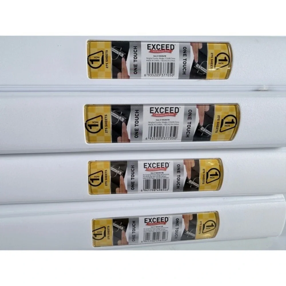 Exceed 1 Inch Heavy Duty 3 Ring Binder White One Touch Lot of‎ 4 KK2847B