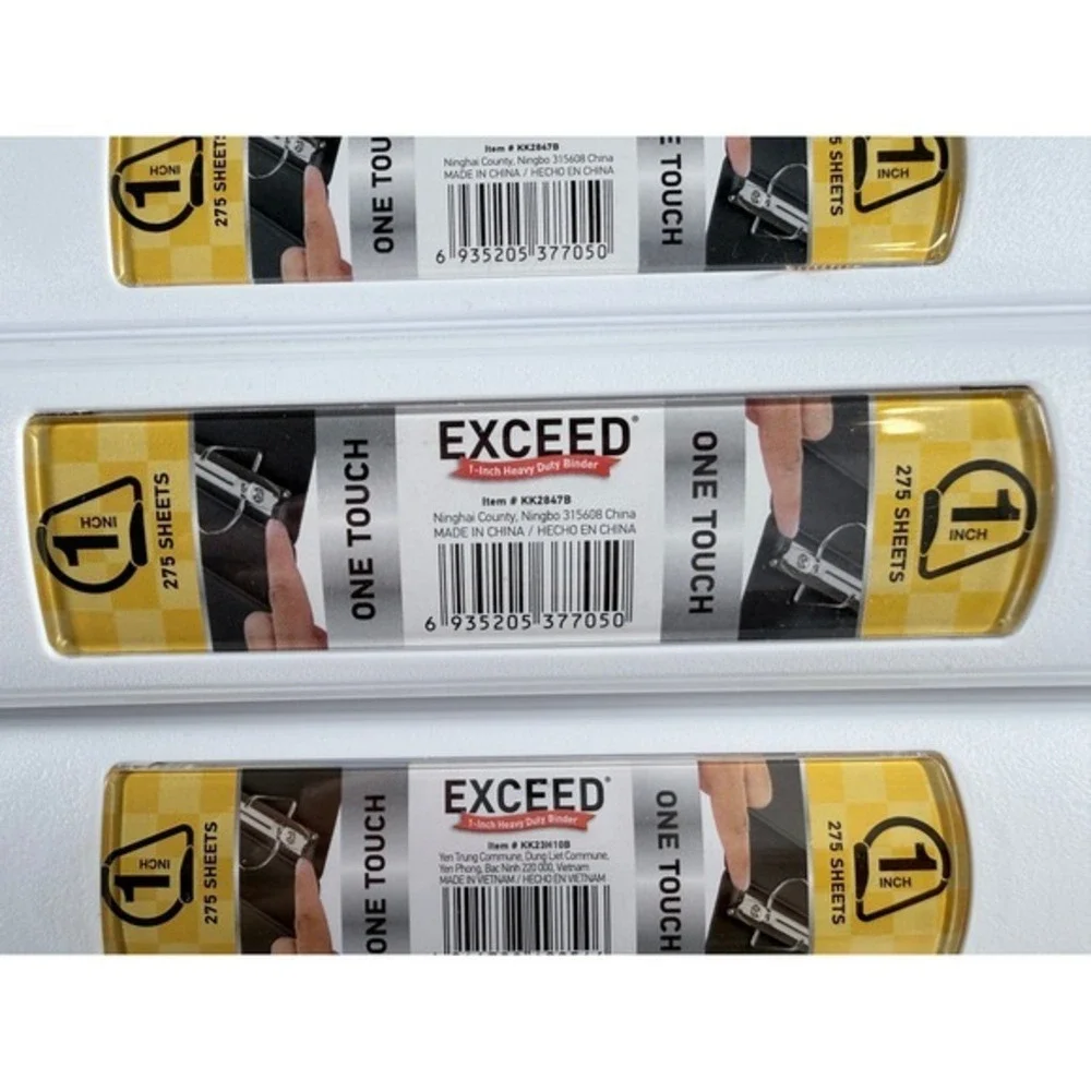 Exceed 1 Inch Heavy Duty 3 Ring Binder White One Touch Lot of‎ 4 KK2847B