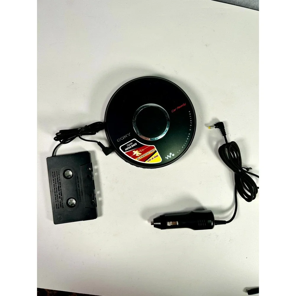 Broken* Sony Walkman DEJ017CK Black Portable CD-R/RW Playback w/ Car Accessories