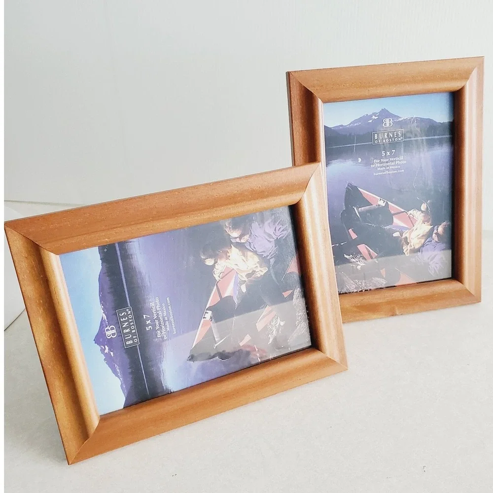 Vintage‎ Wooden Picture Frame Light Brown Set of 2 Tabletop Wall Decor 5x7