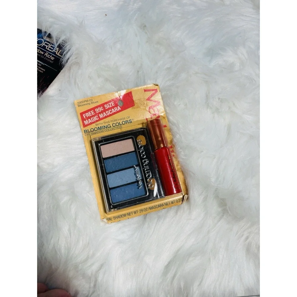Vtg Maybelline Blooming‎ Colors Blooming BluesEye Shadow Quad Mascara 80s Nos