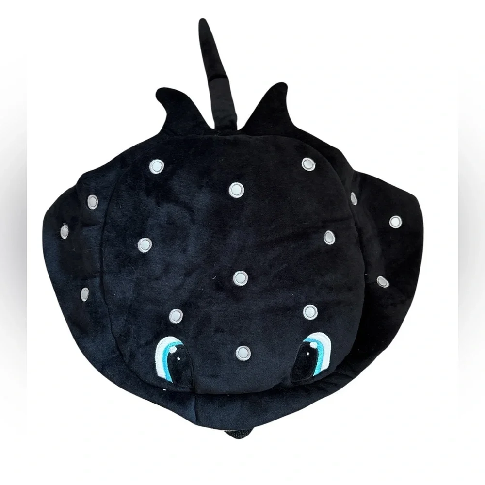 Kids Plush Black Stingray Backpack - Cute Marine Animal Bag