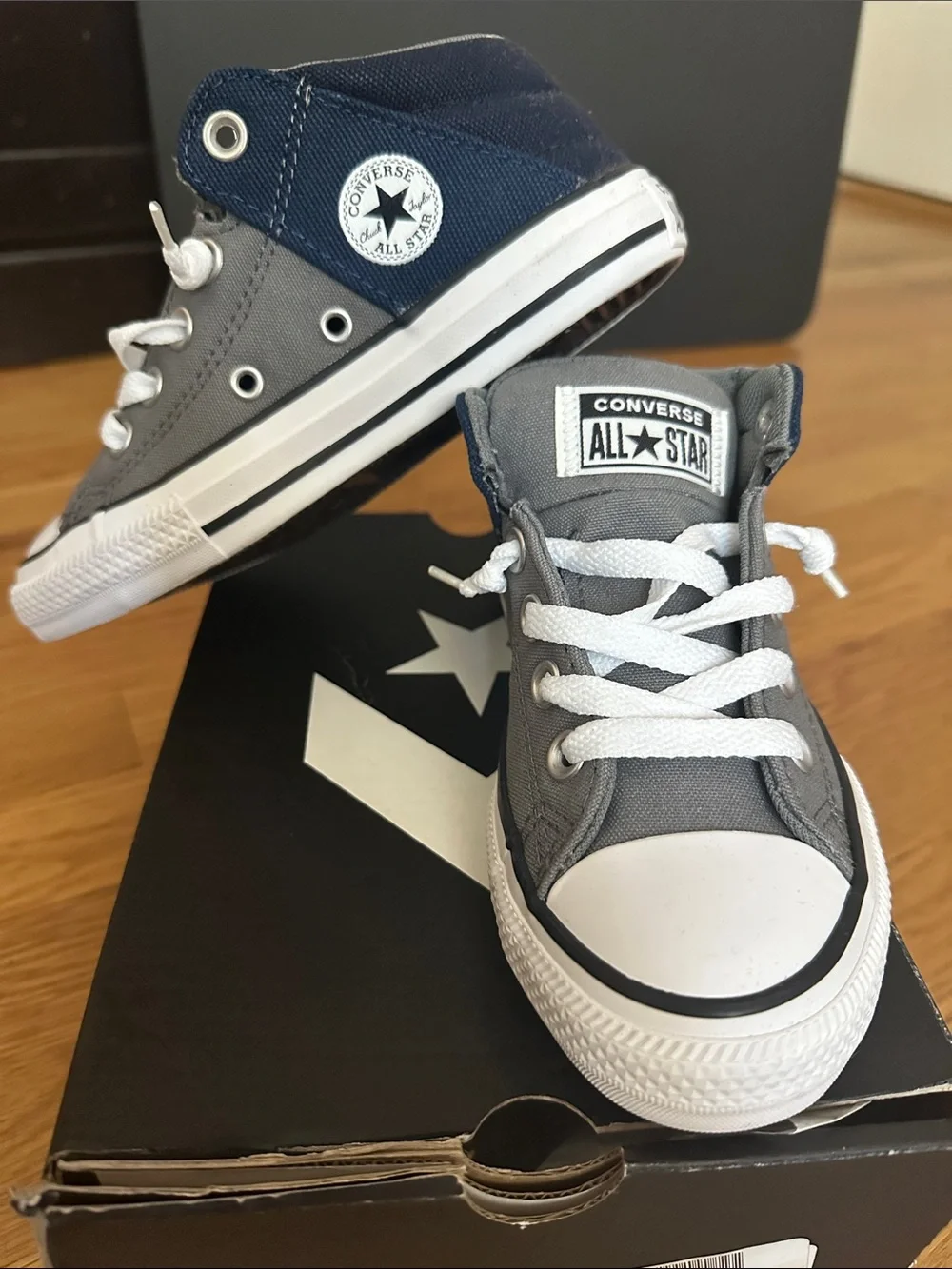Converse Kids Gray and Navy High-Top Sneakers