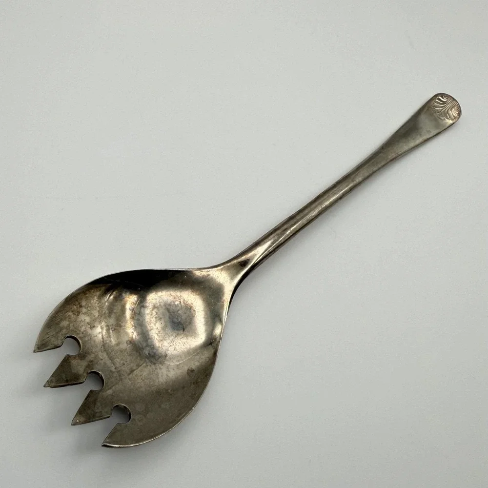 Vintage Italian Silverplated Serving‎ Spoon Fork Fancy Engraved Handle Elegant