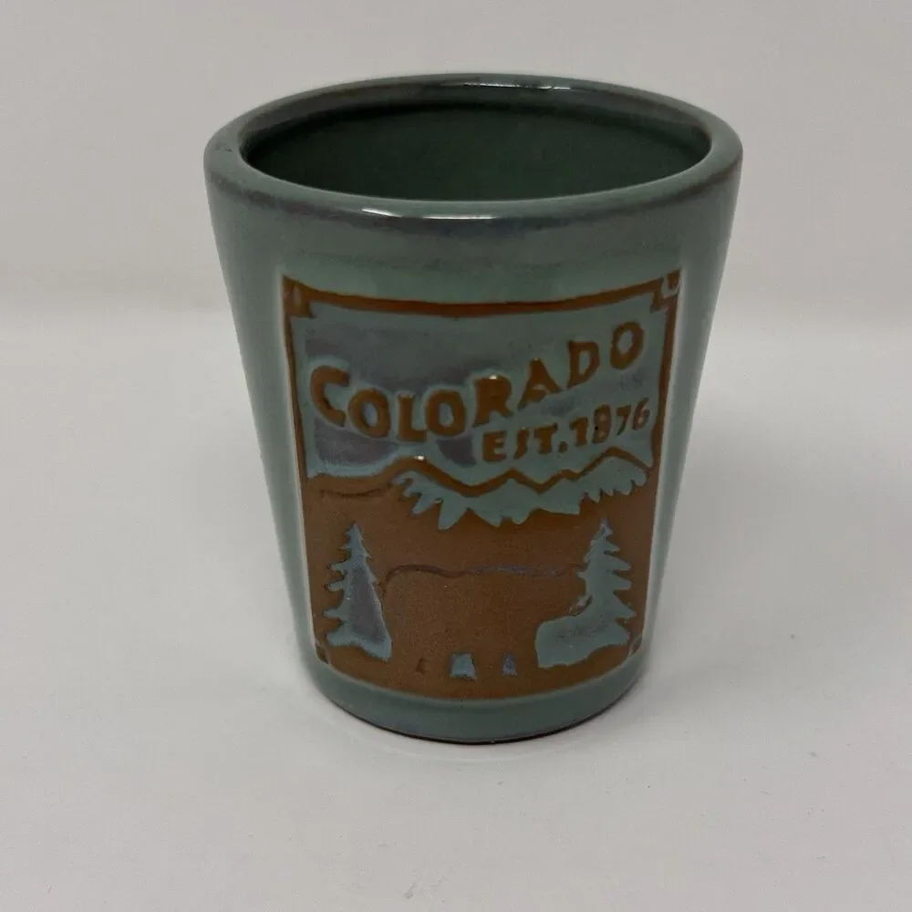 Colorado Ceramic Shot Glass Turquoise Blue Bar Spirits Liquor Agiftcorp