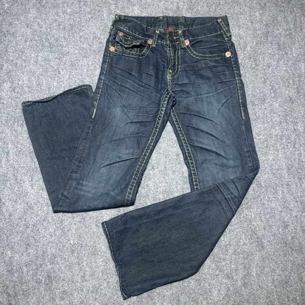 True Religion Nathan Super T Jeans Men Tag 30 Thick Stitch Fit 32x32 Dark Y2K
