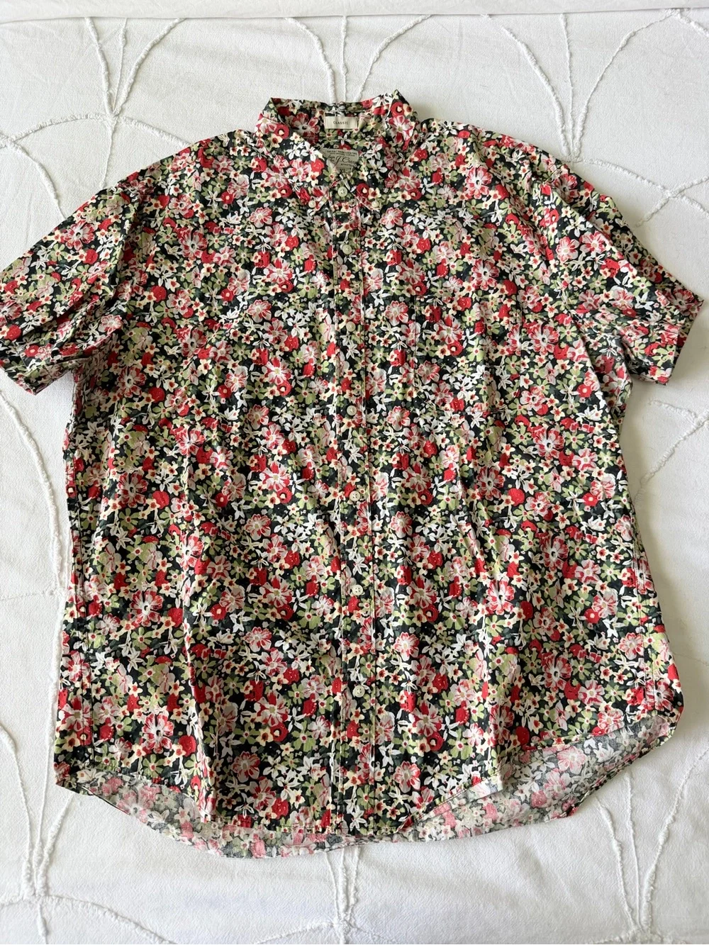 Men's J.Crew Short-Sleeve Floral Button-Up Shirt - Black & Red
