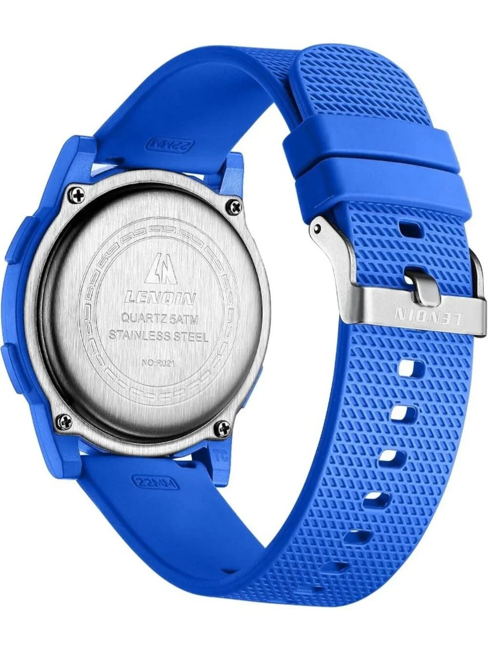 Men's Blue Black Digital Ultra Thin Sports Waterproof Silicone Band Wrist Watch