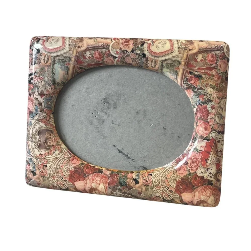 Vintage Victorian Style Floral Decorative Picture Frame‎ Ceramic Decoupage
