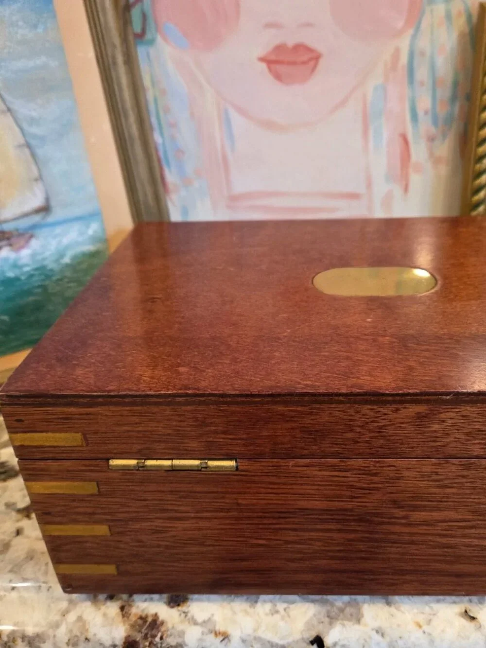 Vintage campaign-style wooden box, resembling a Piffers Khyber-Pass 1880 Box