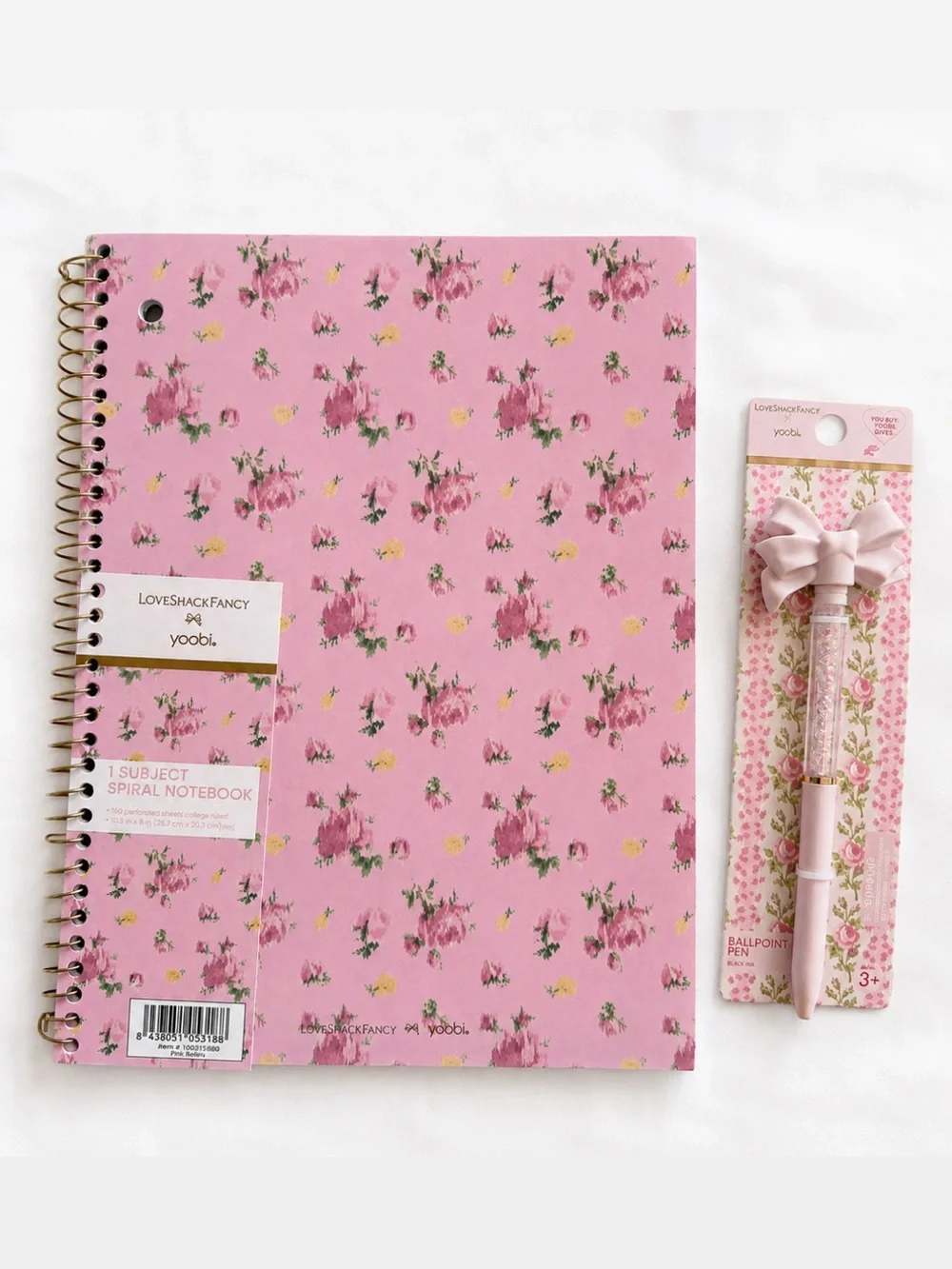 LovesShackFancy Notebook & Pink Bow Pen Set