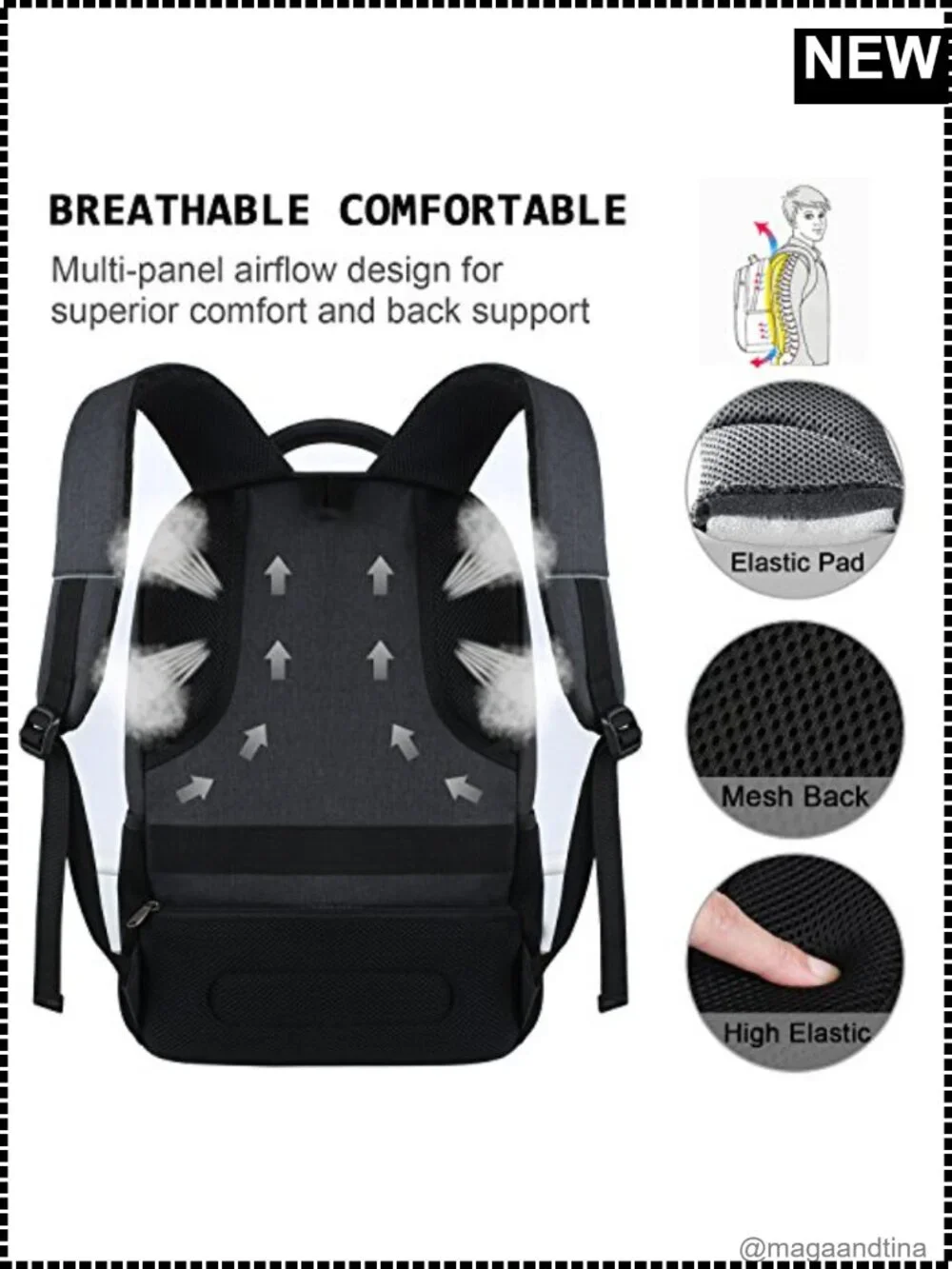 Laptop Backpack Water Resistant Polyester Fits 15.6 Inch Laptop Anti Theft