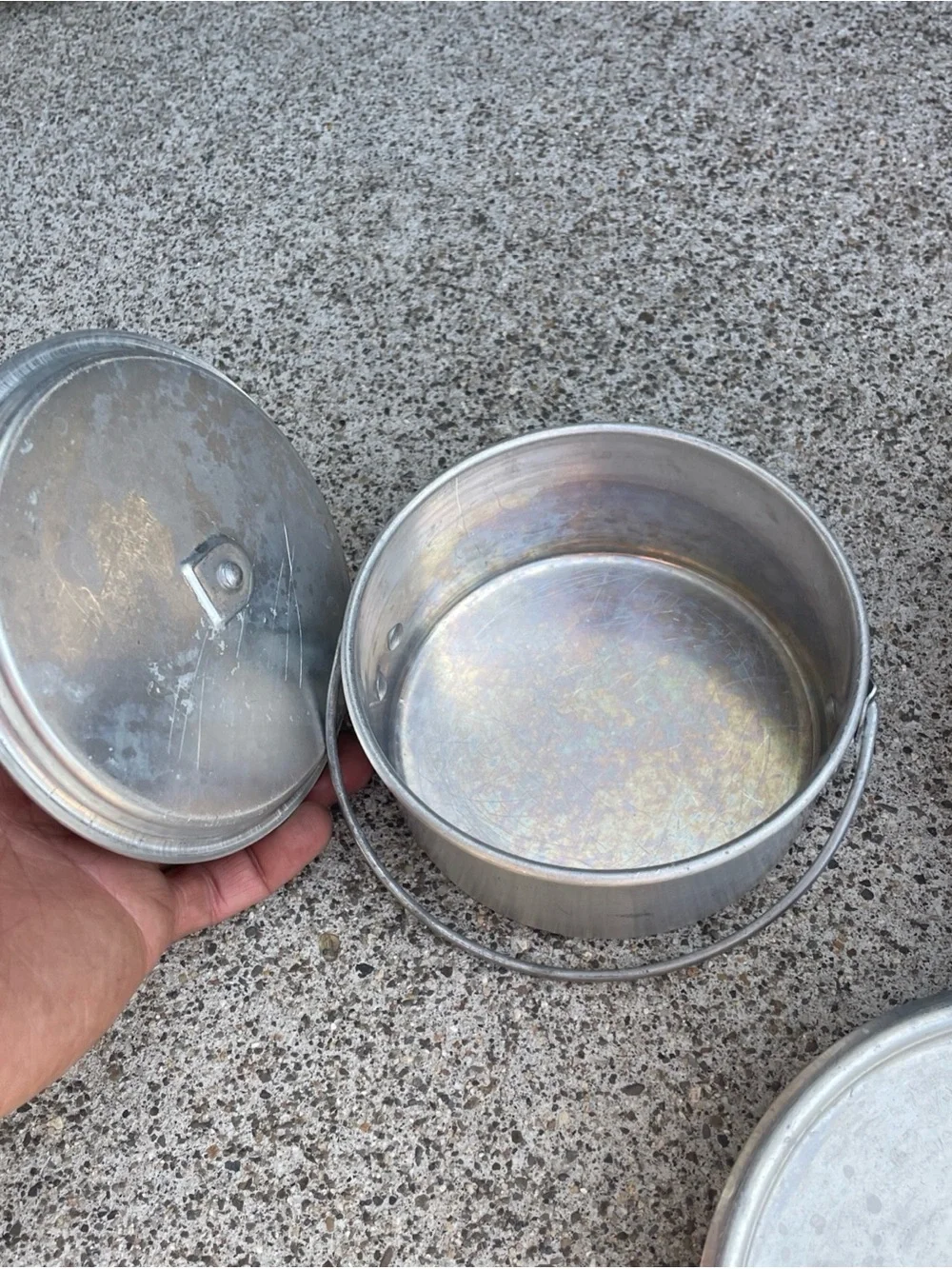 Vintage Bulldog Brand Camping Cooking Pots Aluminum Tins Pans Outdoor