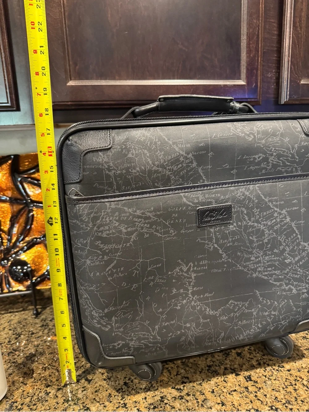 Patricia Nash Black Map-Print Carry-On Bag with Front Pocket