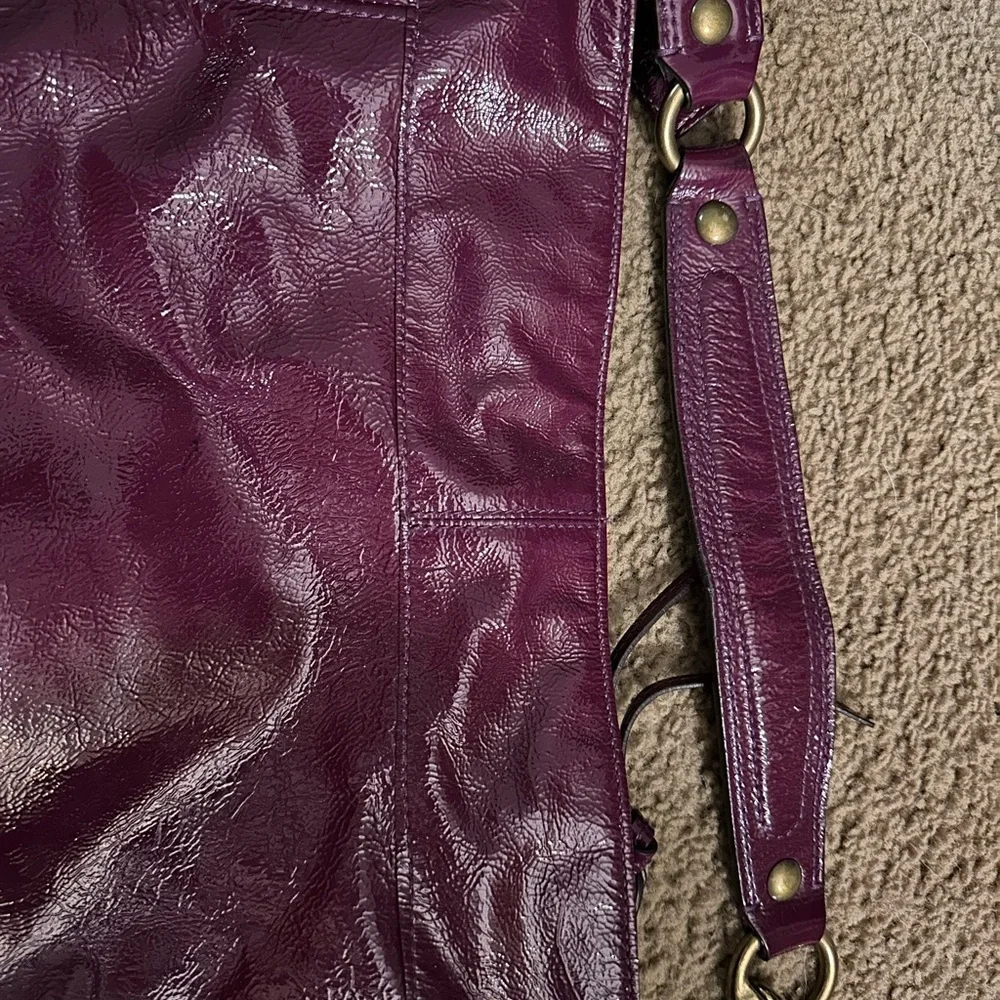 Coach Patent Leather Hobo Bag in Deep Plum
