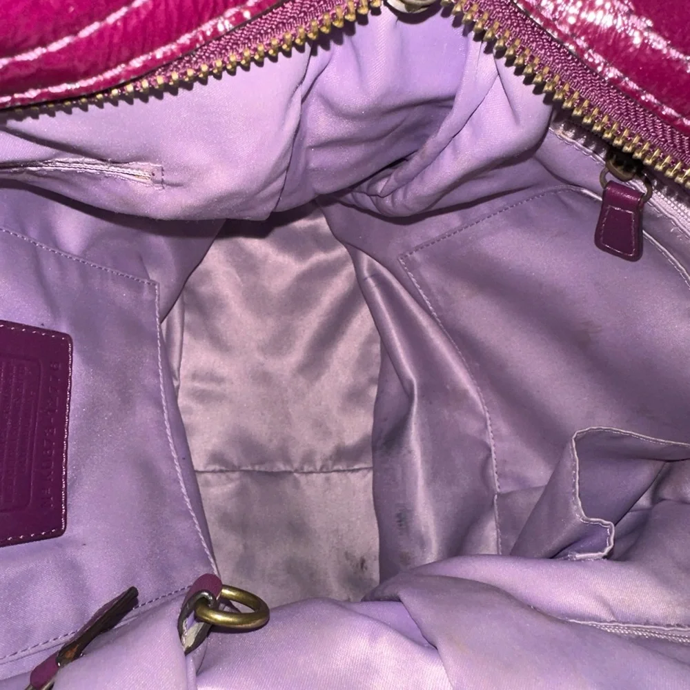 Coach Patent Leather Hobo Bag in Deep Plum