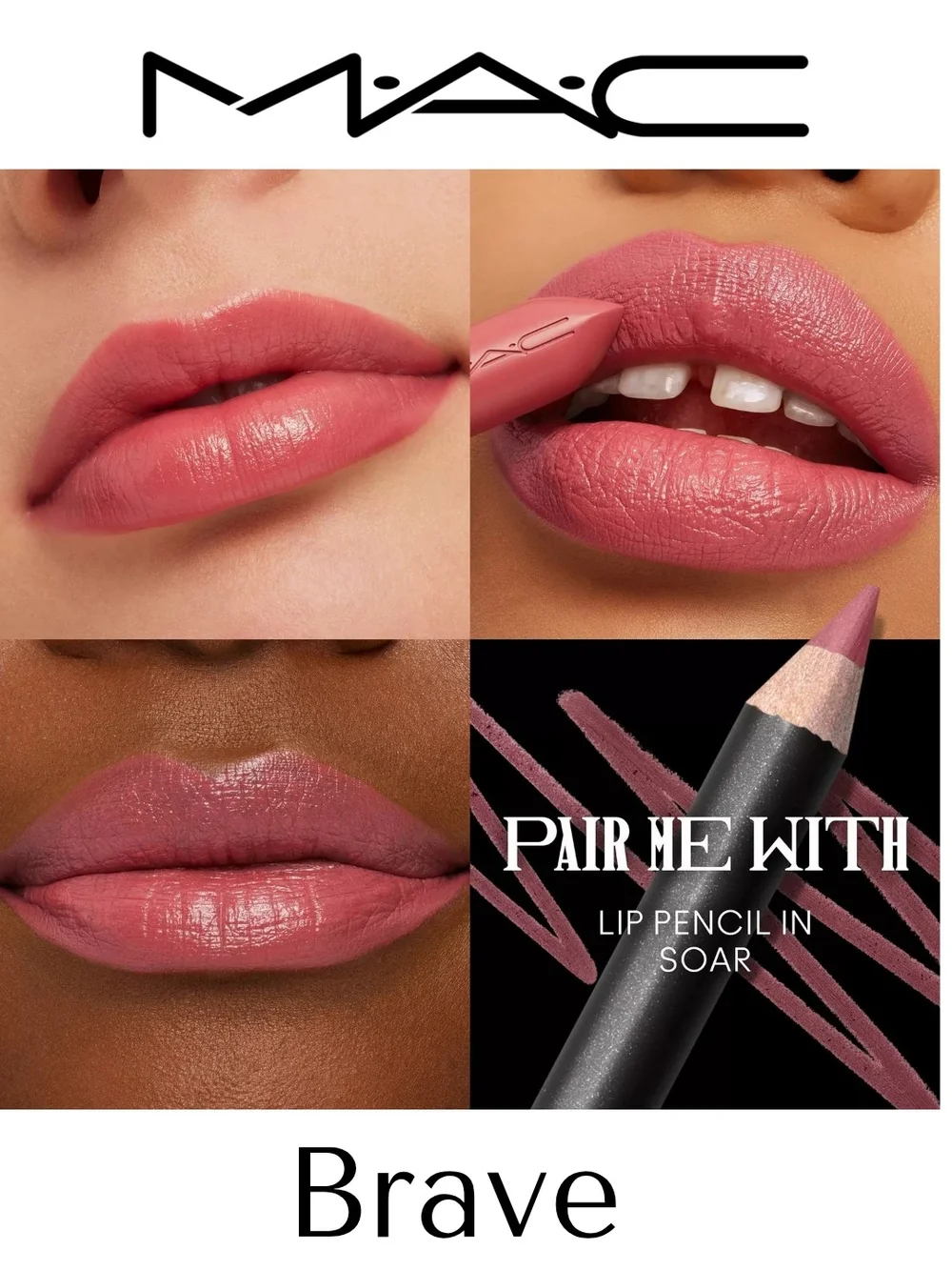 MAC - M·A·Cximal Sleek Satin Lipstick - Brave pink beige with a white pearl