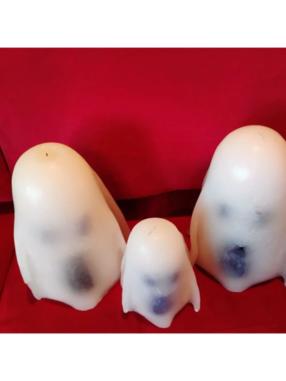 Set Of 3 Pottery Barn Bougie Boo Moaning Ghost-Shaped Candles 2 Large, 1 Small
