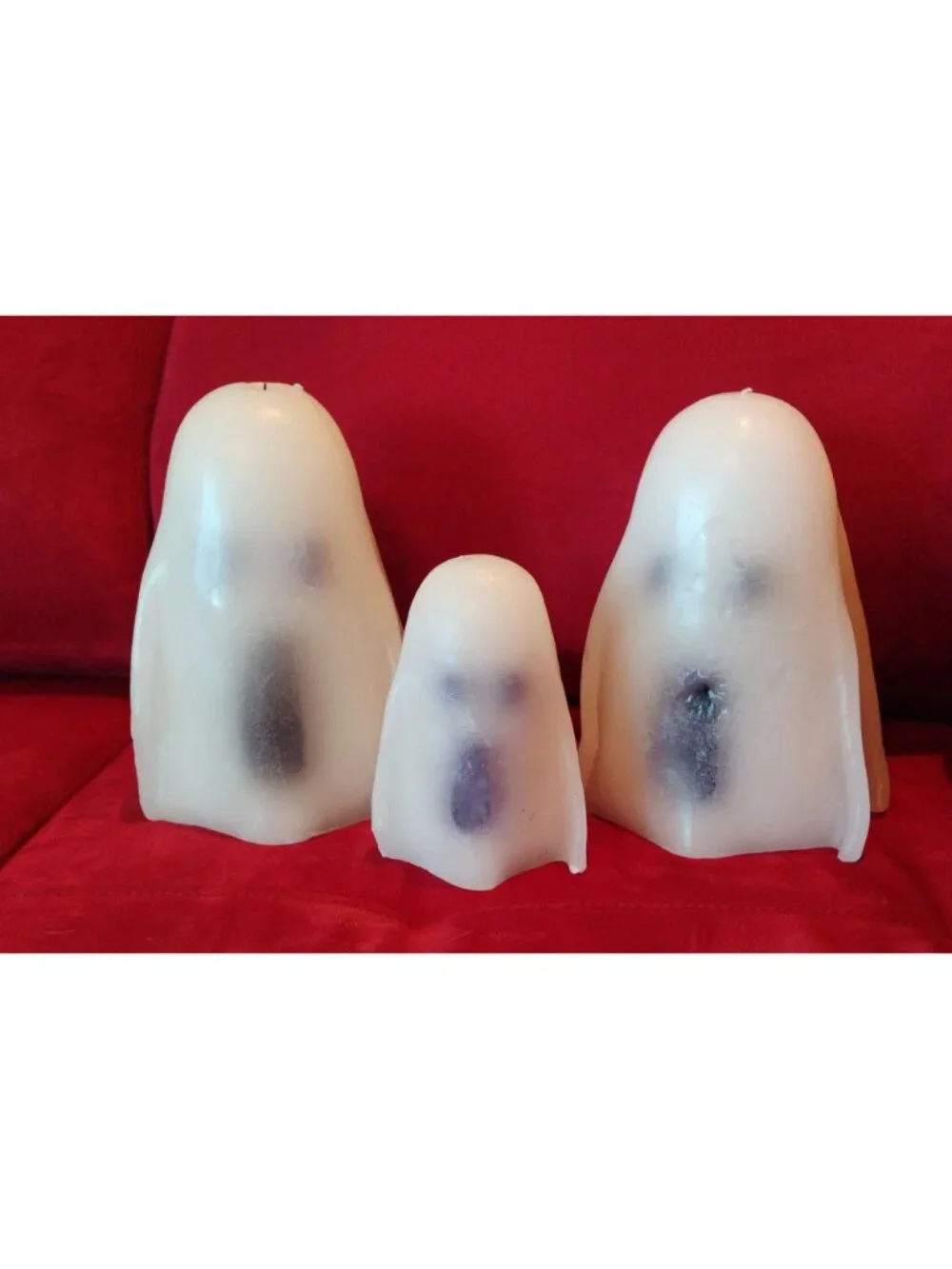 Set Of 3 Pottery Barn Bougie Boo Moaning Ghost-Shaped Candles 2 Large, 1 Small