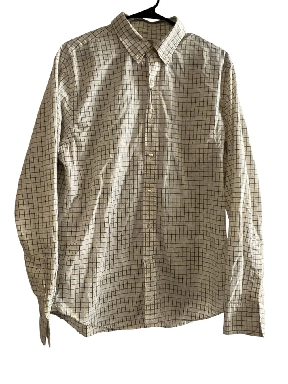 J. Crew Men's Button-Down Check Shirt - Cream & Black - 100 % Cotton