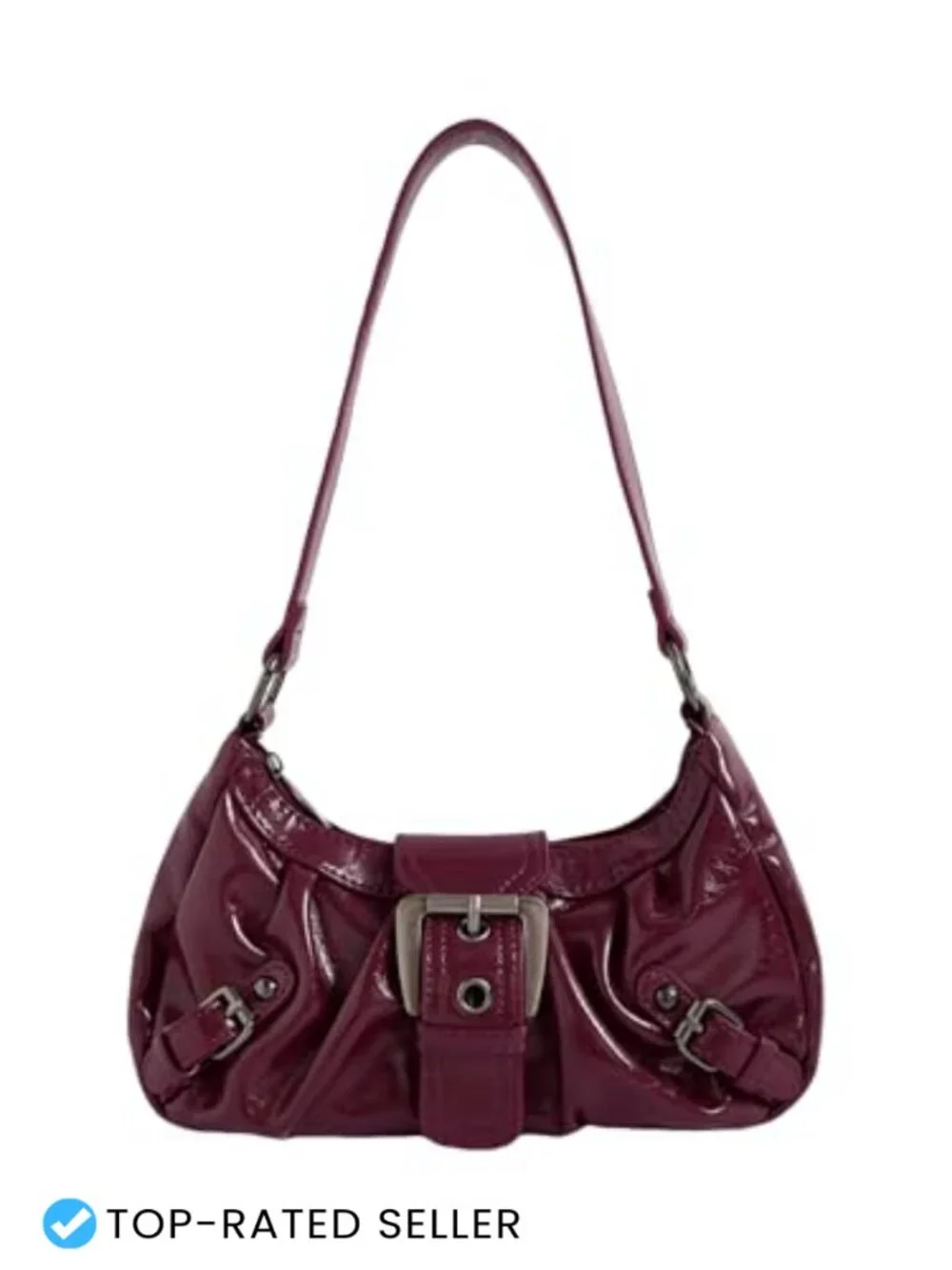 Faux Leather Crescent Shoulder Bag Y2k Mini Purse Goth Vintage Hobo