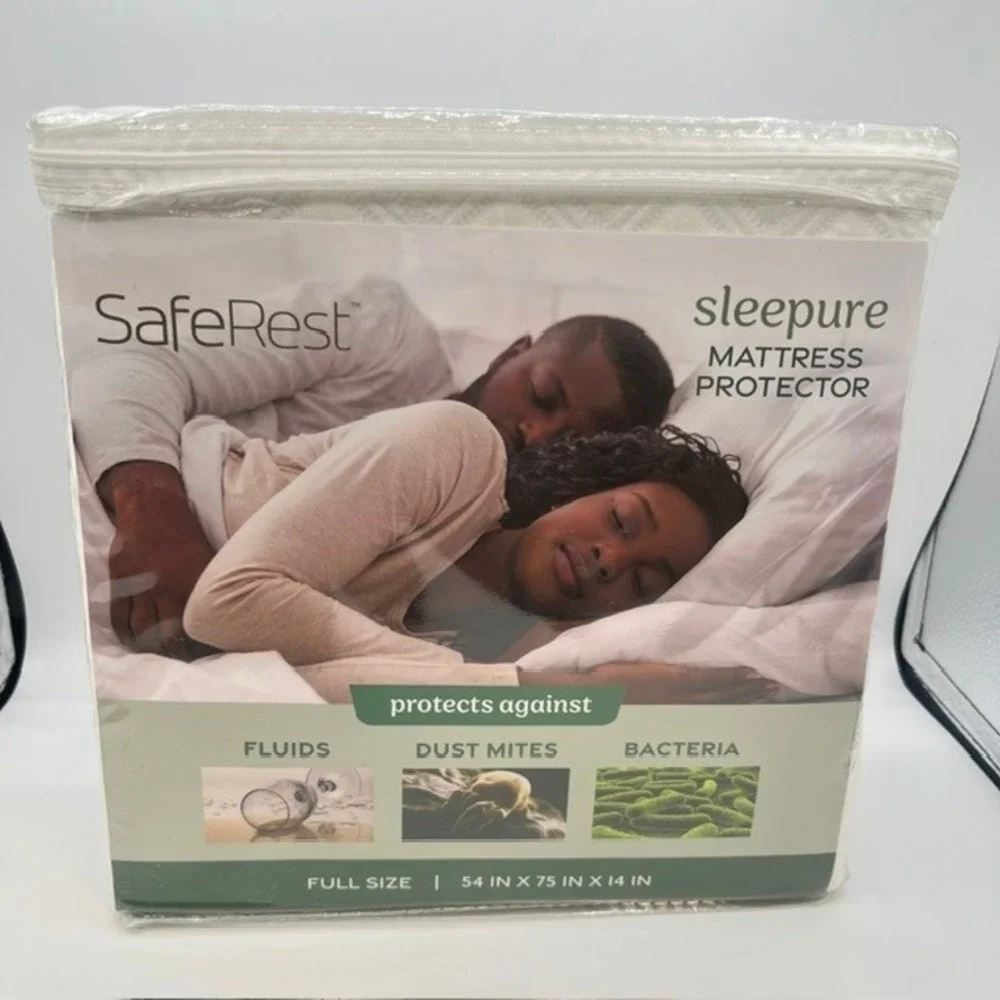 SafeRest Sleepure Full Size Mattress‎ Protector Waterproof Breathable White NEW