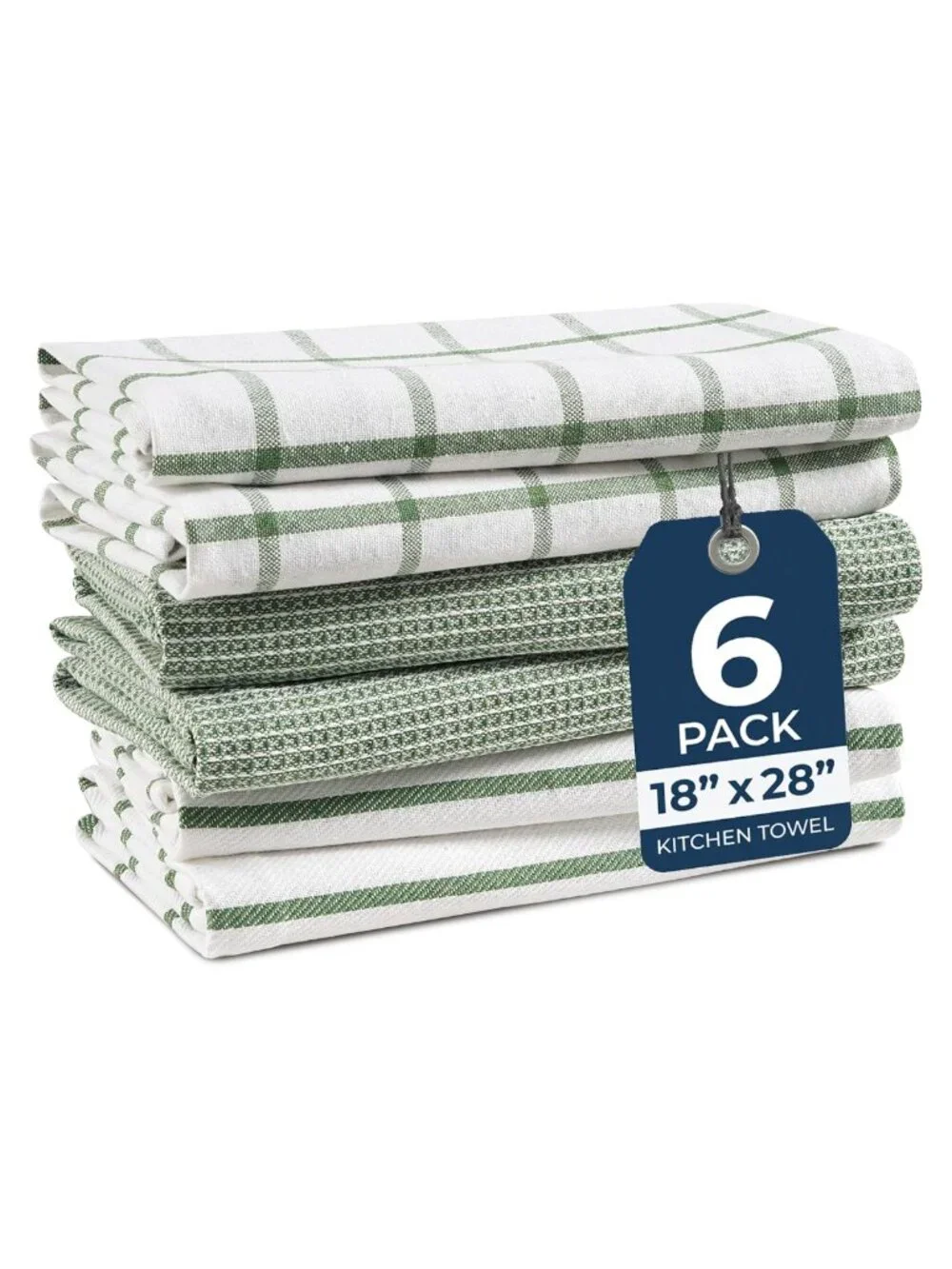 100% Cotton Kitchen Dish Towels 6 Pack Tightly Woven Absorbent