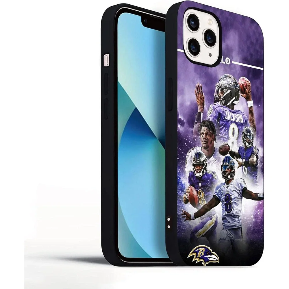 Baltimore Ravens Lamar Jackson Silicone Phone Case Black NFL ip 16 pro max‎