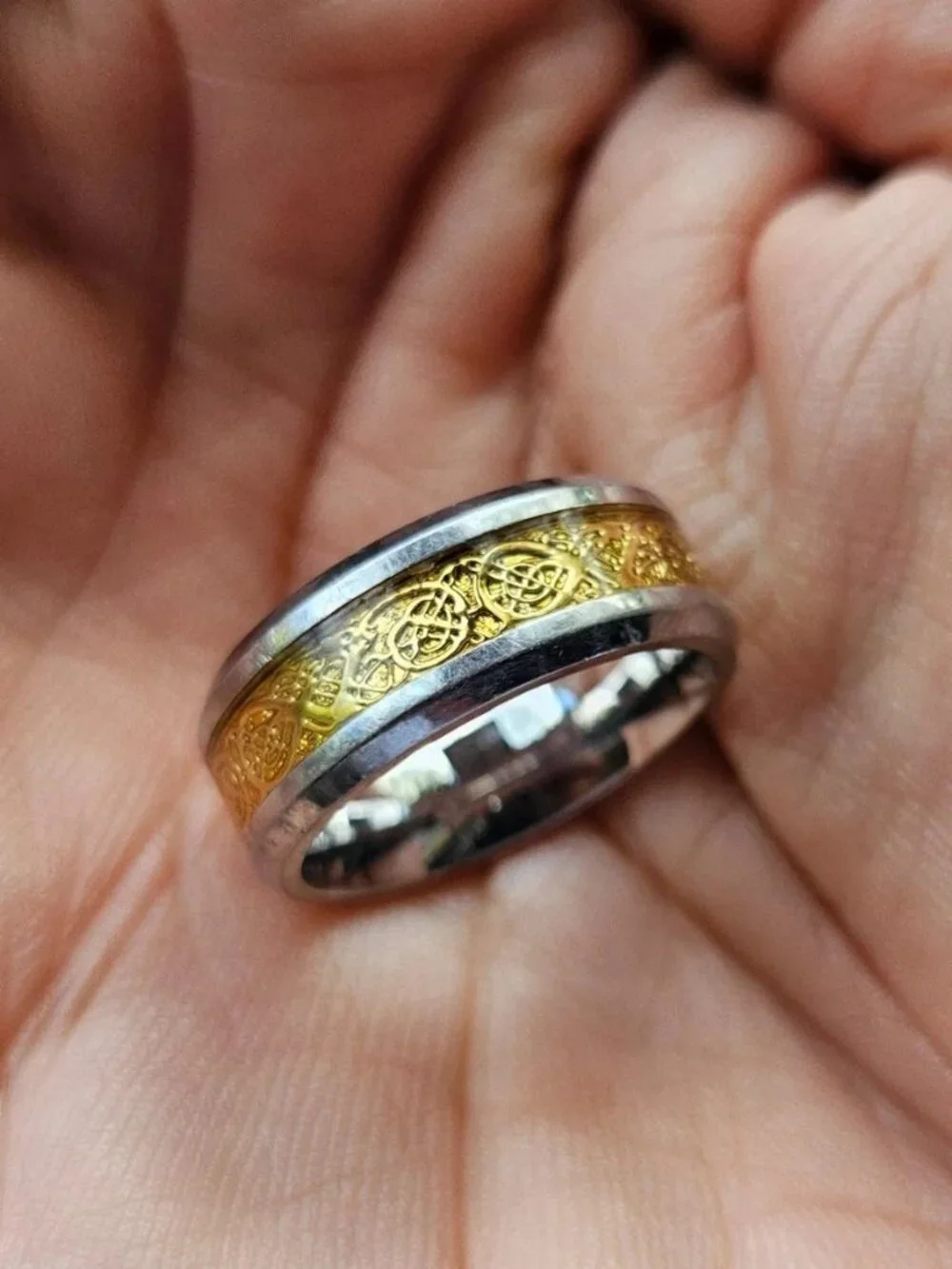 Men Ring Stainless Steel Gunmetal/Gold Tone Fashion Jewelry Finger Band Size 8