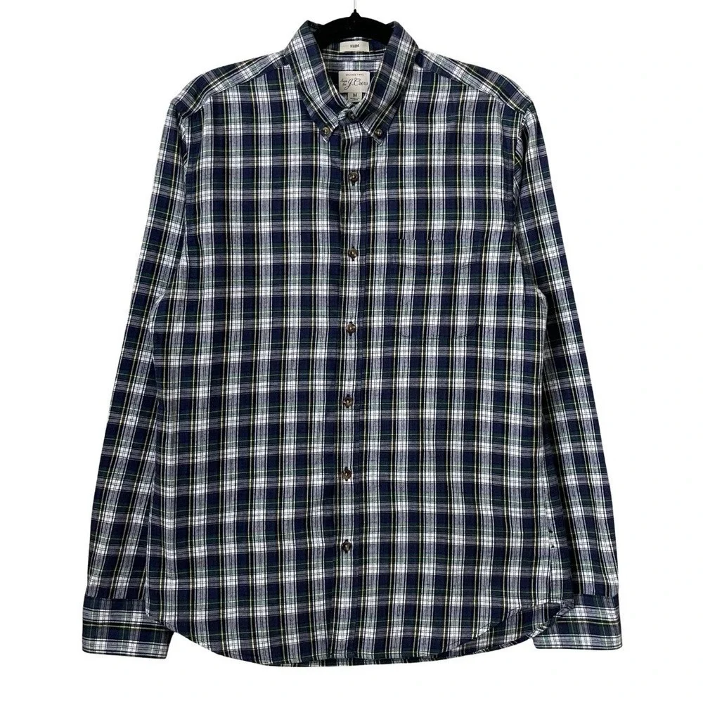J. Crew Shirt Mens Medium Slim Fit Brushed Twill‎ Plaid Long Sleeve Button Down