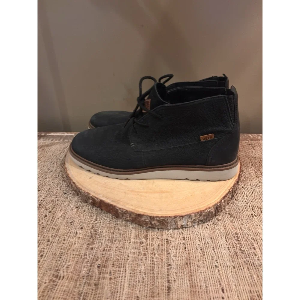 Reef Voyage Chukka Boot‎ Men's Sz 12 US Black Leather Casual Comfort