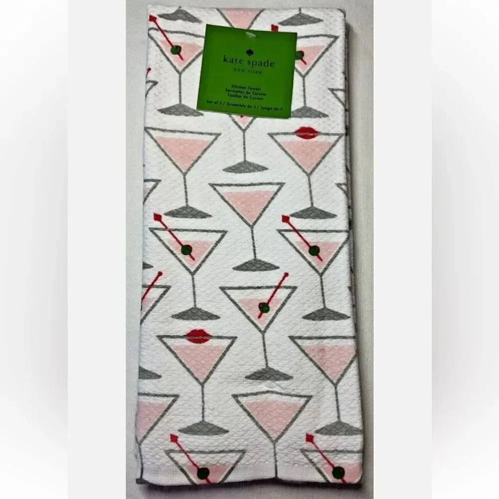 Kate Spade Dish Towels Set of Three in Martini Print!