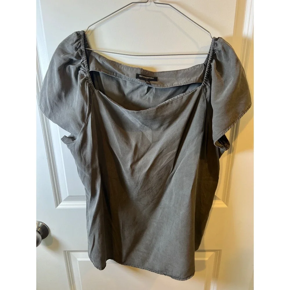 Banana Republic‎ Womens Blouse 100% Lyocell Gray XL