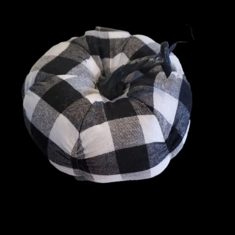 Holiday Harvest Black and White Buffalo Plaid Pumpkin Pillow Tableware Decor