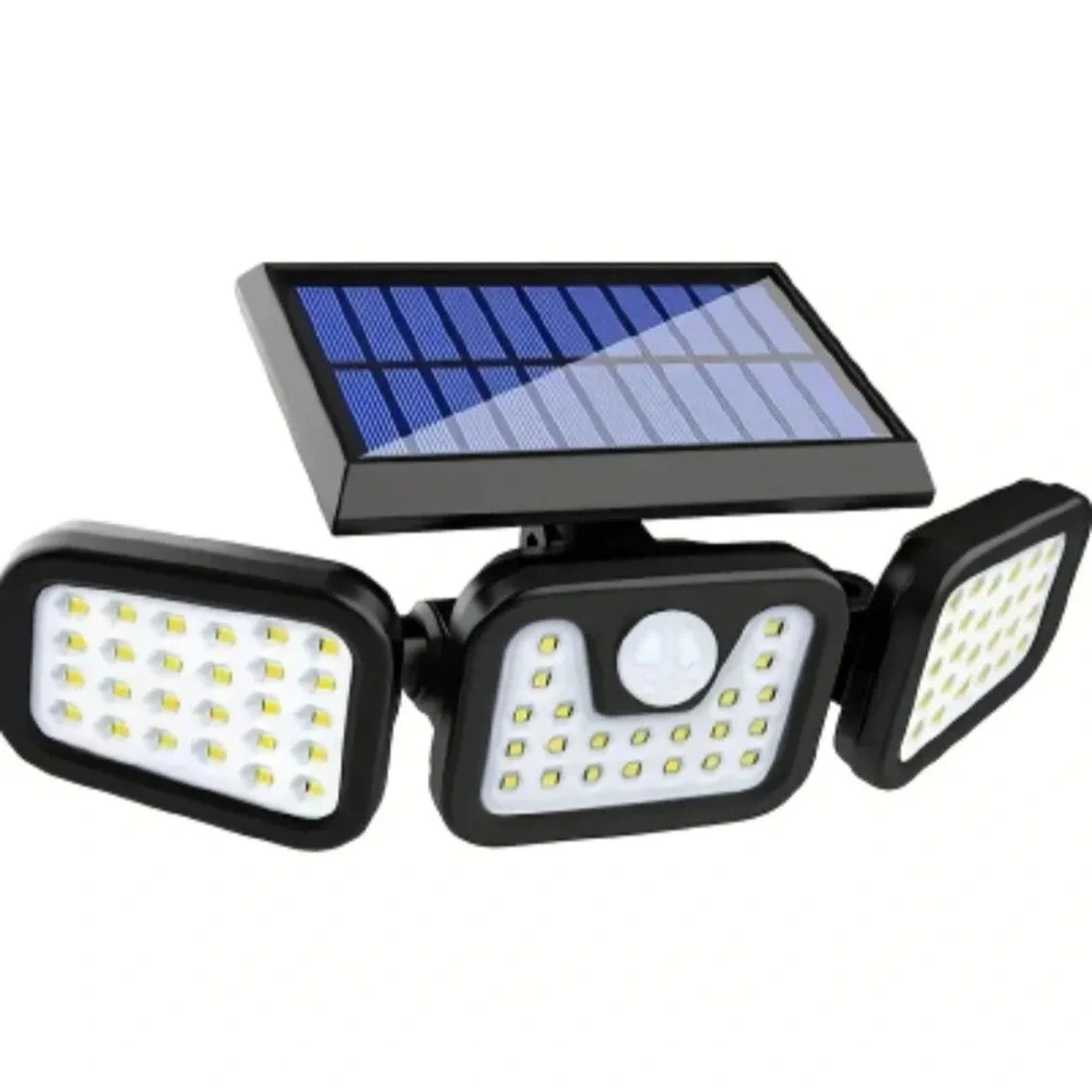 2400 mA Solar Lights Outdoor with Motion Sensor,3 Head 270° Wide Angle Street