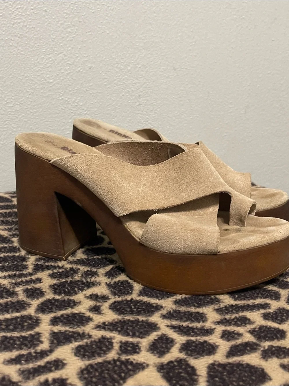 BioNatura Easy Chunky Platform Toe Loop Sandals Beige Suede Boho Womens 39/8