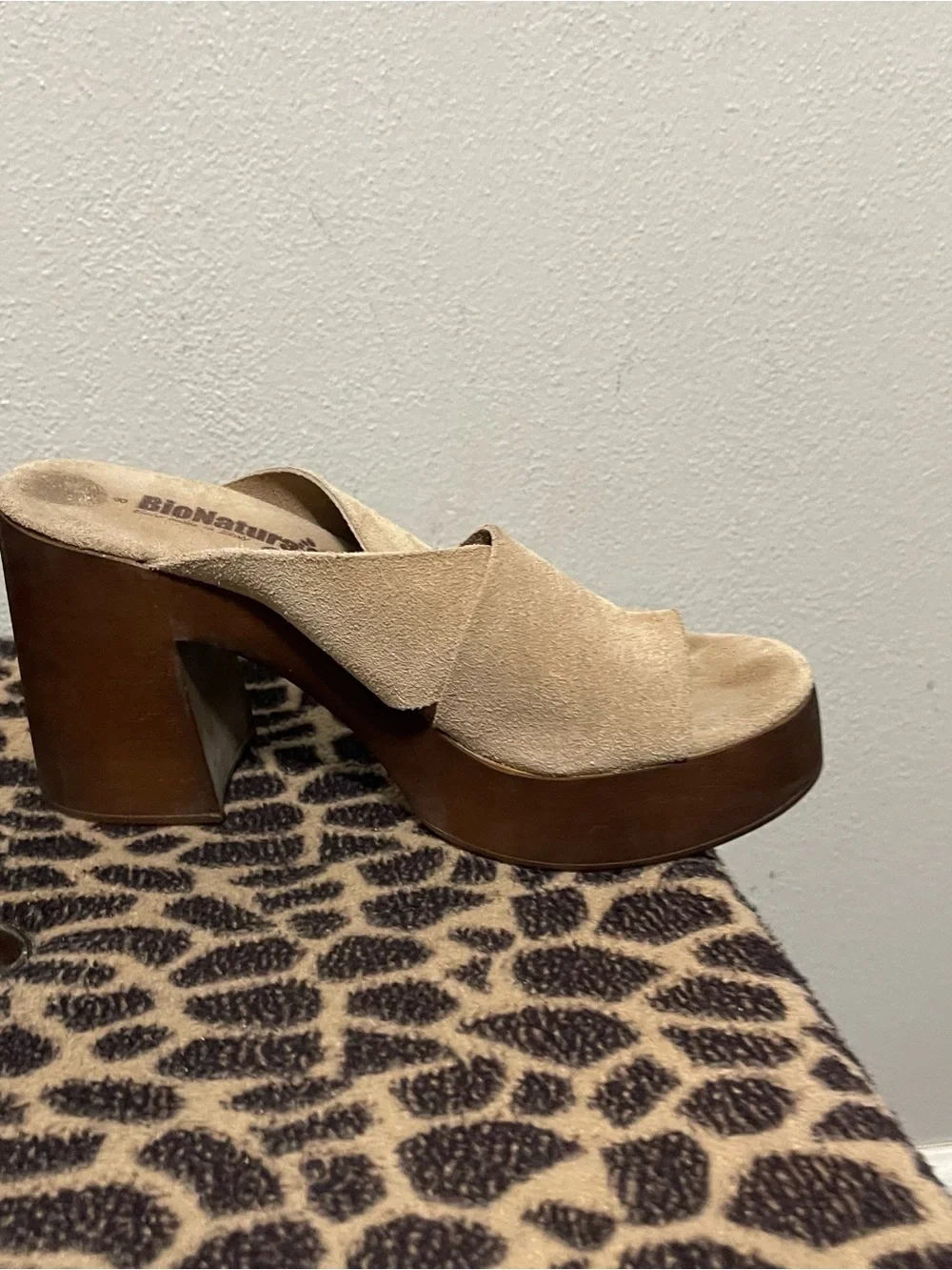 BioNatura Easy Chunky Platform Toe Loop Sandals Beige Suede Boho Womens 39/8