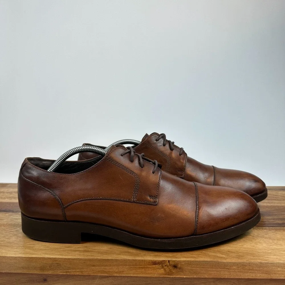 Mens Cole Haan Warren Brown Leather‎ Cap Toe Dress Oxfords Shoes Size 11.5 M GUC