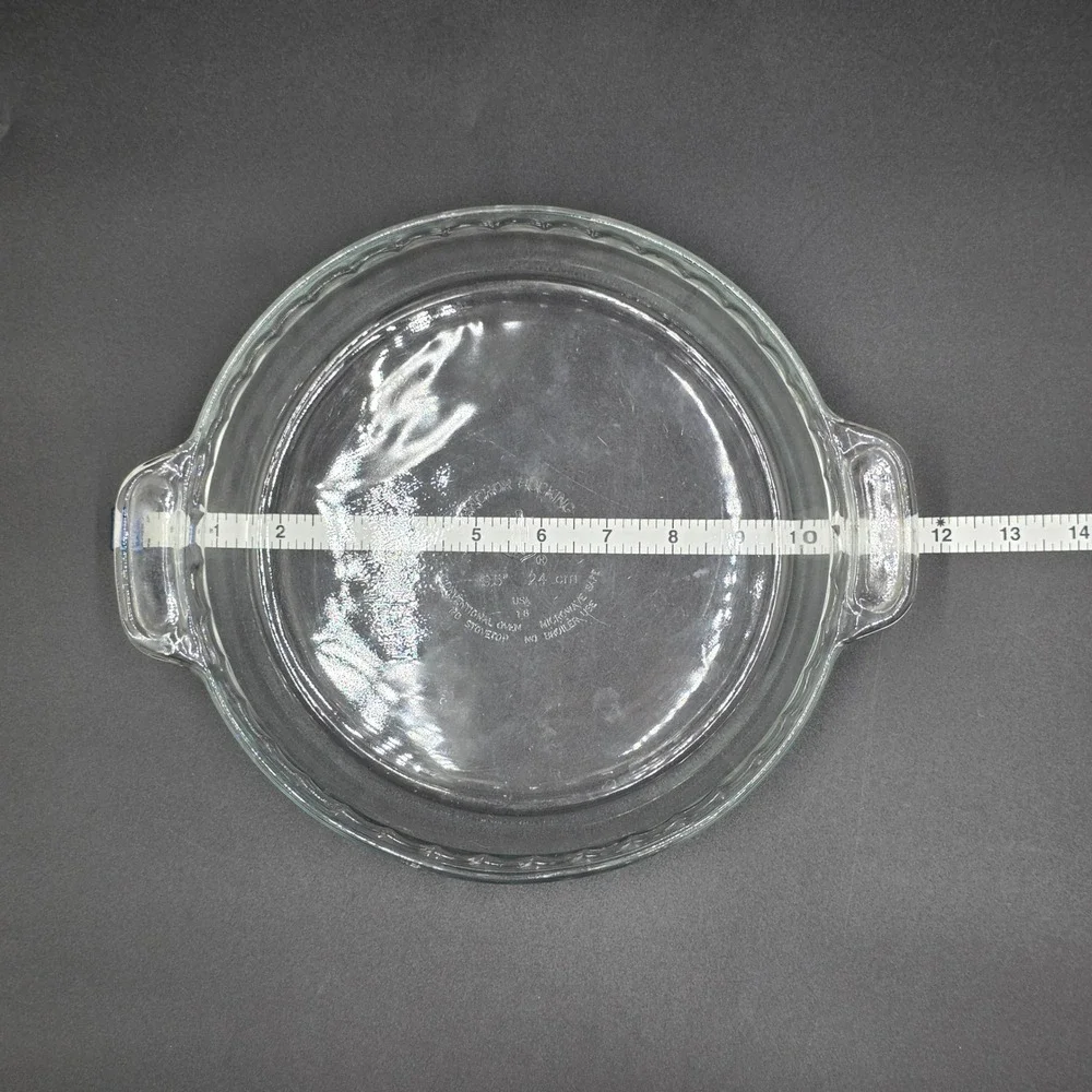 Anchor Hocking 9.5 Inch Clear Glass Pie Dish with Handles Made in USA‎ 24cm