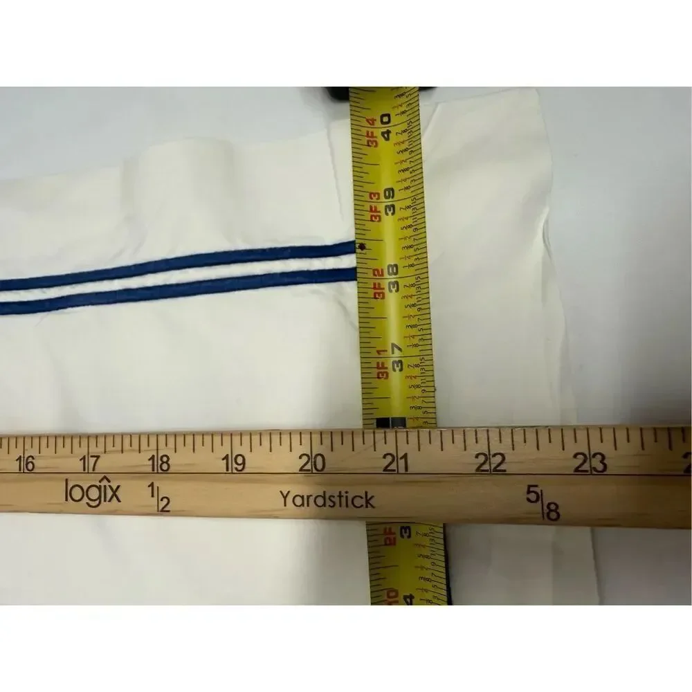 Mastro Raphael Cotton Pillowcase Blue Trim Made in Italy Size 21” X 35” See Note