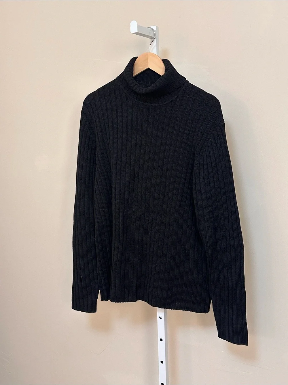 1990’s J.Crew Black Merino Wool Ribbed Turtleneck – Minimalist Quiet Luxury