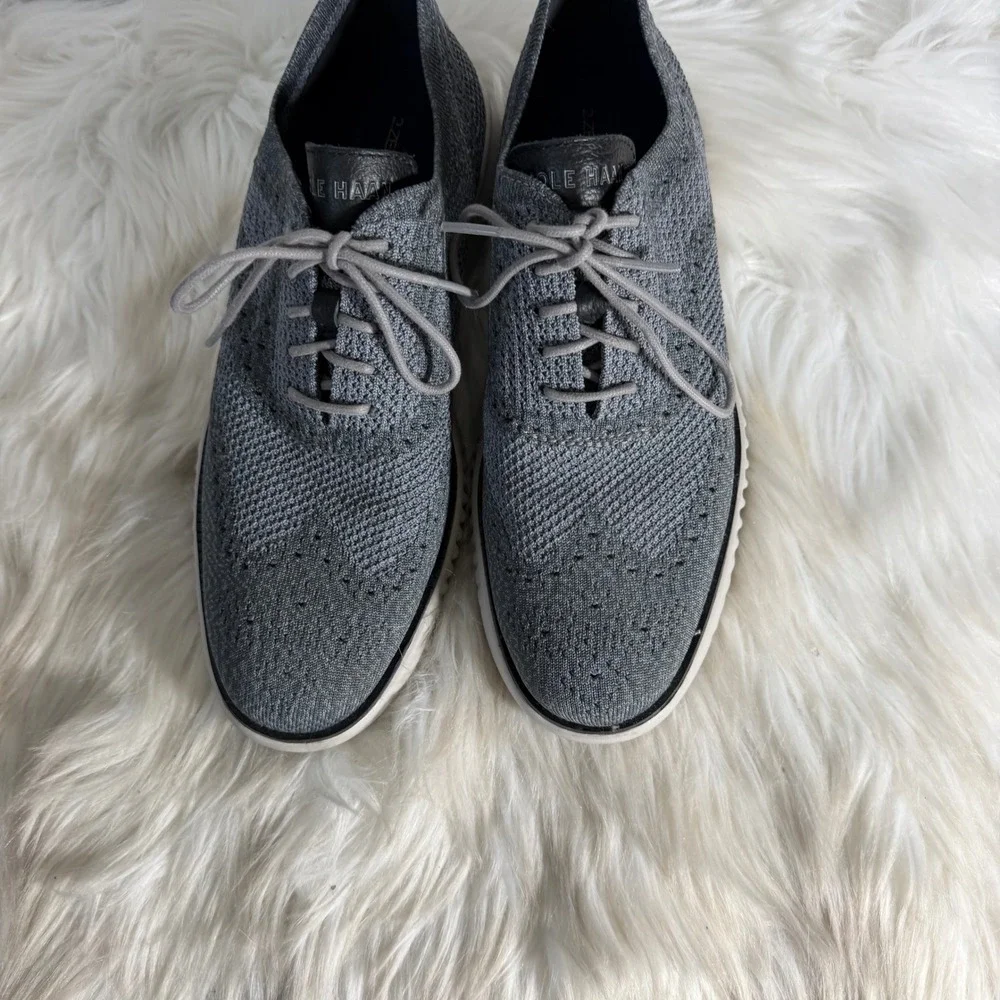 Cole Haan 2.Zerogrand Laser Wingtip Oxford Grey Knit Sneakers C27568 Mens‎ 8.5 M