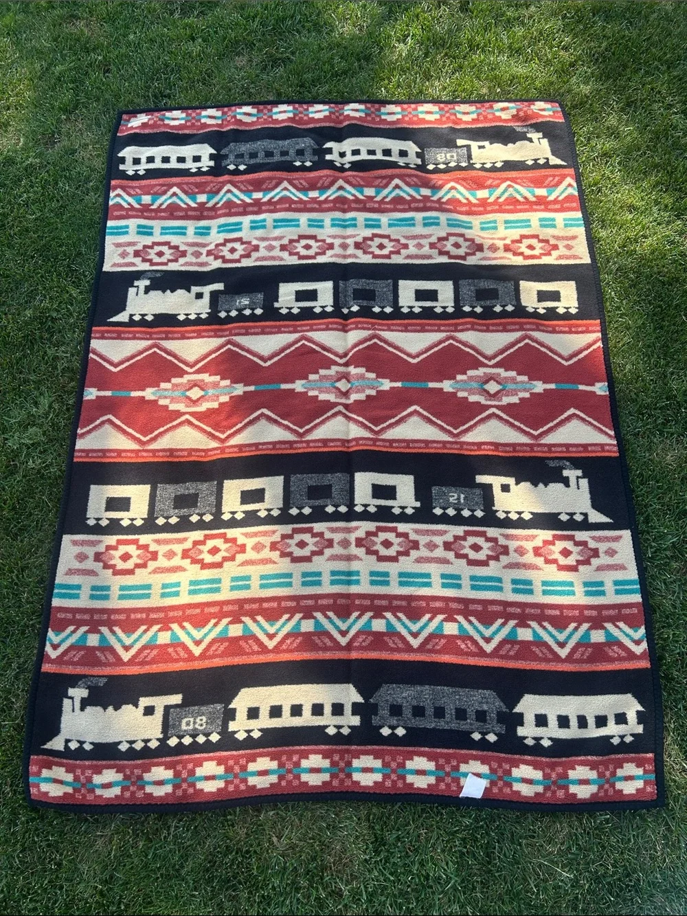 San Marcos SOFT Throw Blanket Aztec TRAINS Western