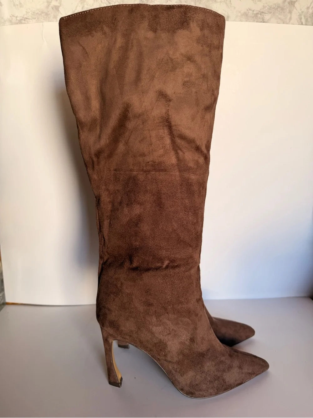 Express Brown Suede Over-the-Knee Heeled Boots