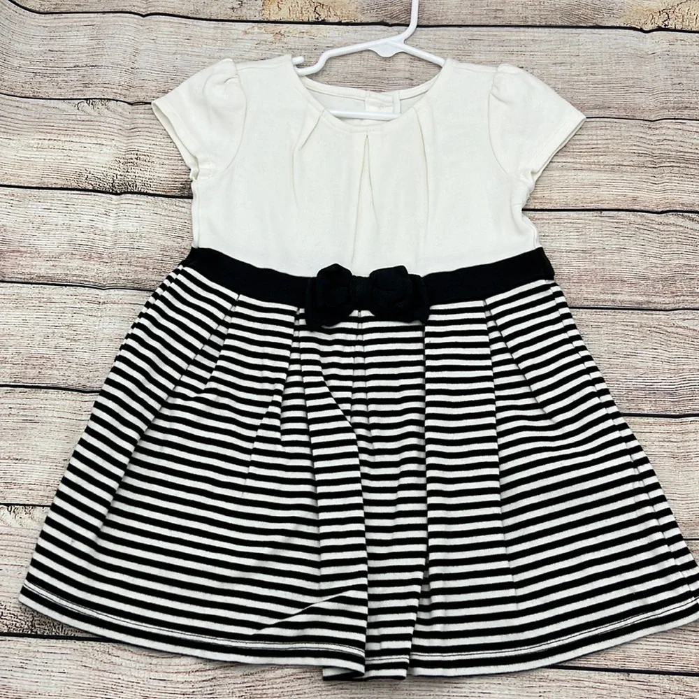 Gymboree Black and White Striped Cotton Dress Sz 3T