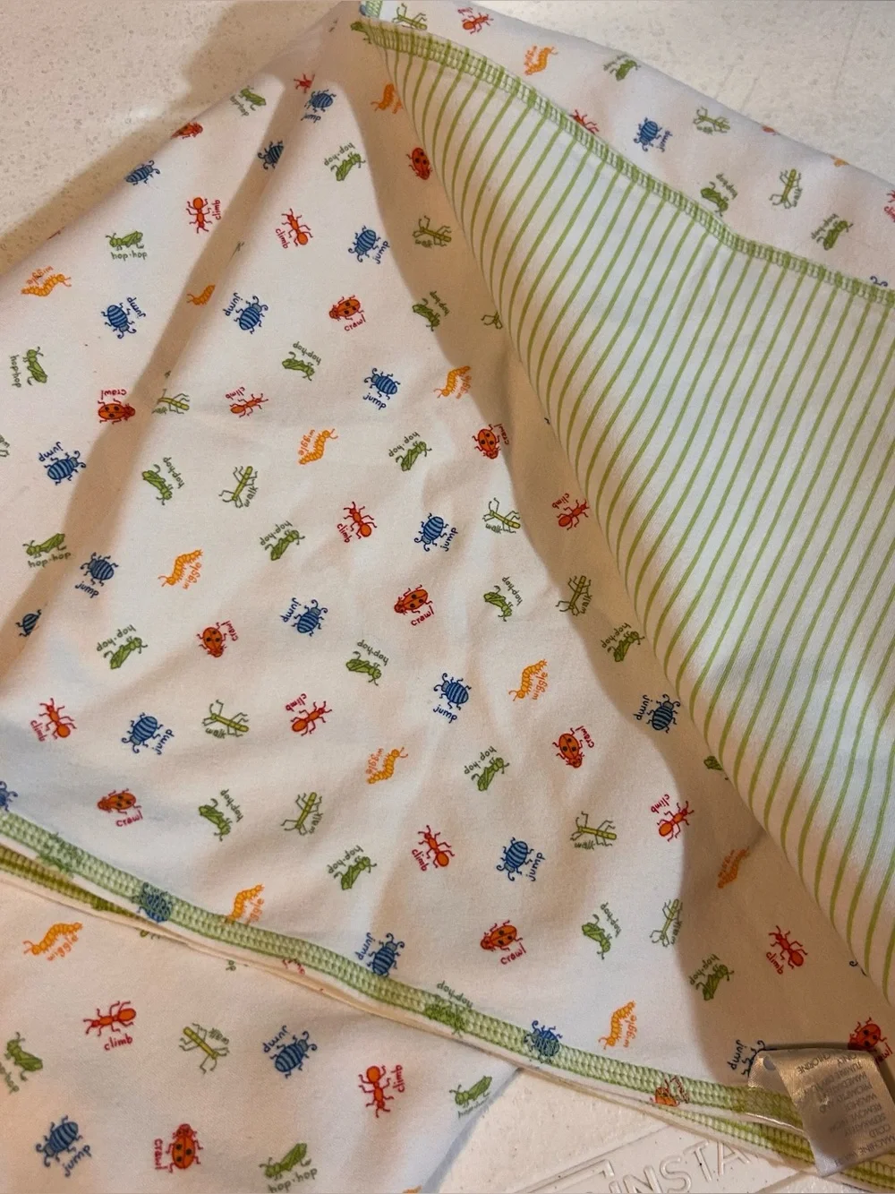 Vintage Gymboree Baby Blanket Hip Hop Bug Lovey Green Hard To Find