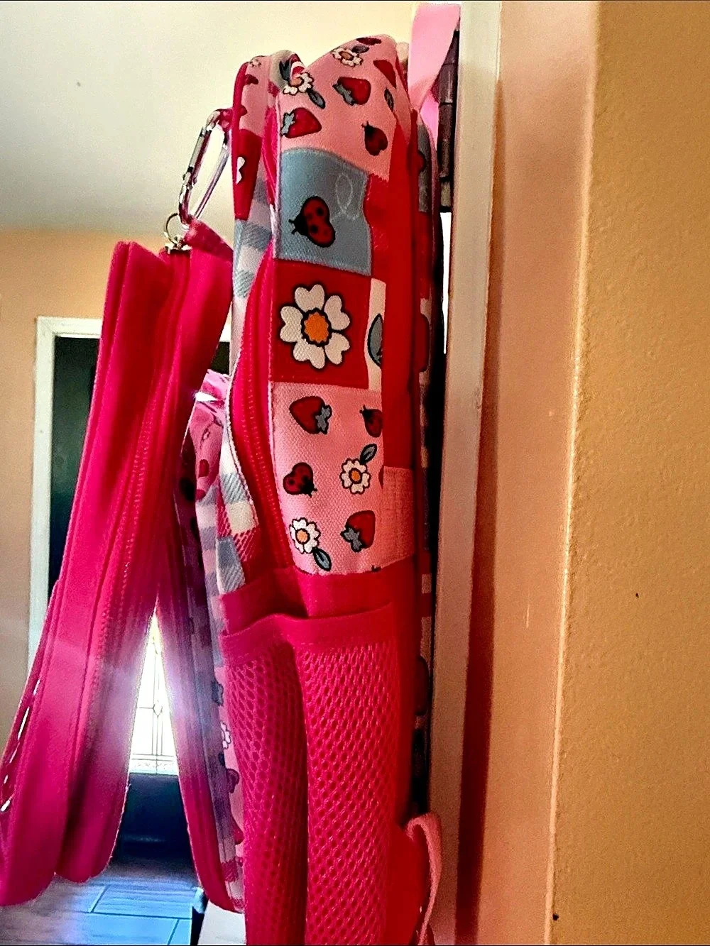Wonder Nation 17 Inch Backpack 4 Piece Set Pink Strawberry Gingham Berry Patch