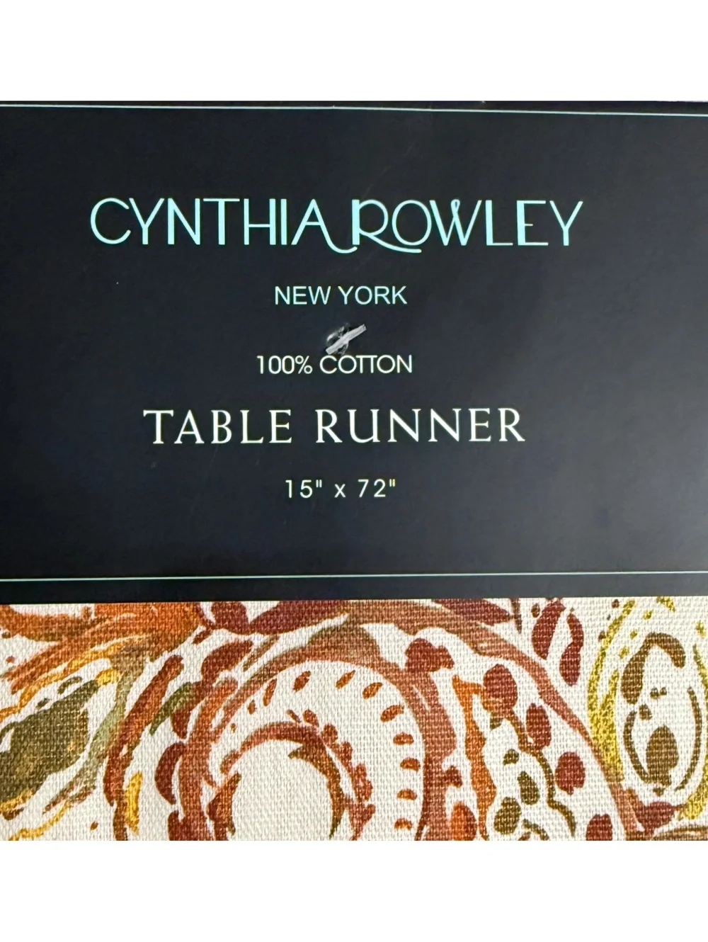 Cynthia Rowley Boho Table Runner 15”x 72” Paisley 100% Cotton Fall